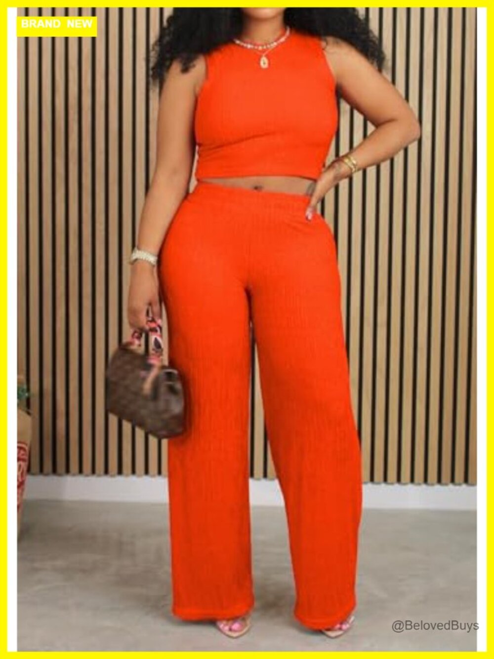 Women's 2 Piece Casual Lounge Set Ribbed Knit Crop Top Pants Tracksuit - Picture 5 of 7